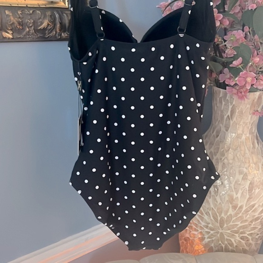 Brand New Nip Tuck Swim Polka Dot Black & White Slimming Tummy Control Swimsuit - Picture 9 of 15